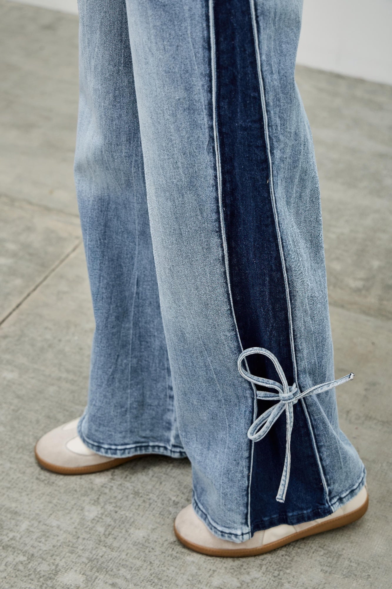 High Rise Contrast Wide Leg With Ribbon Tie - All Season Fashion