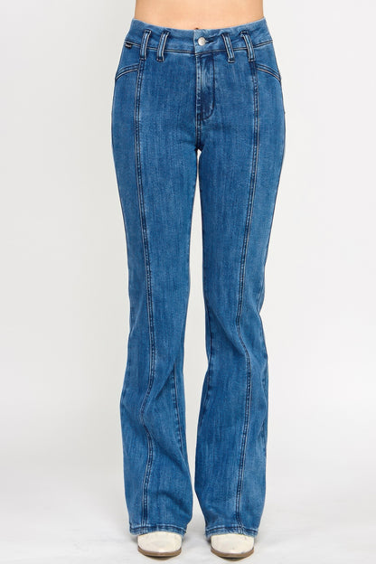 Hige Rise Seam Detail Bell Bottom - All Season Fashion