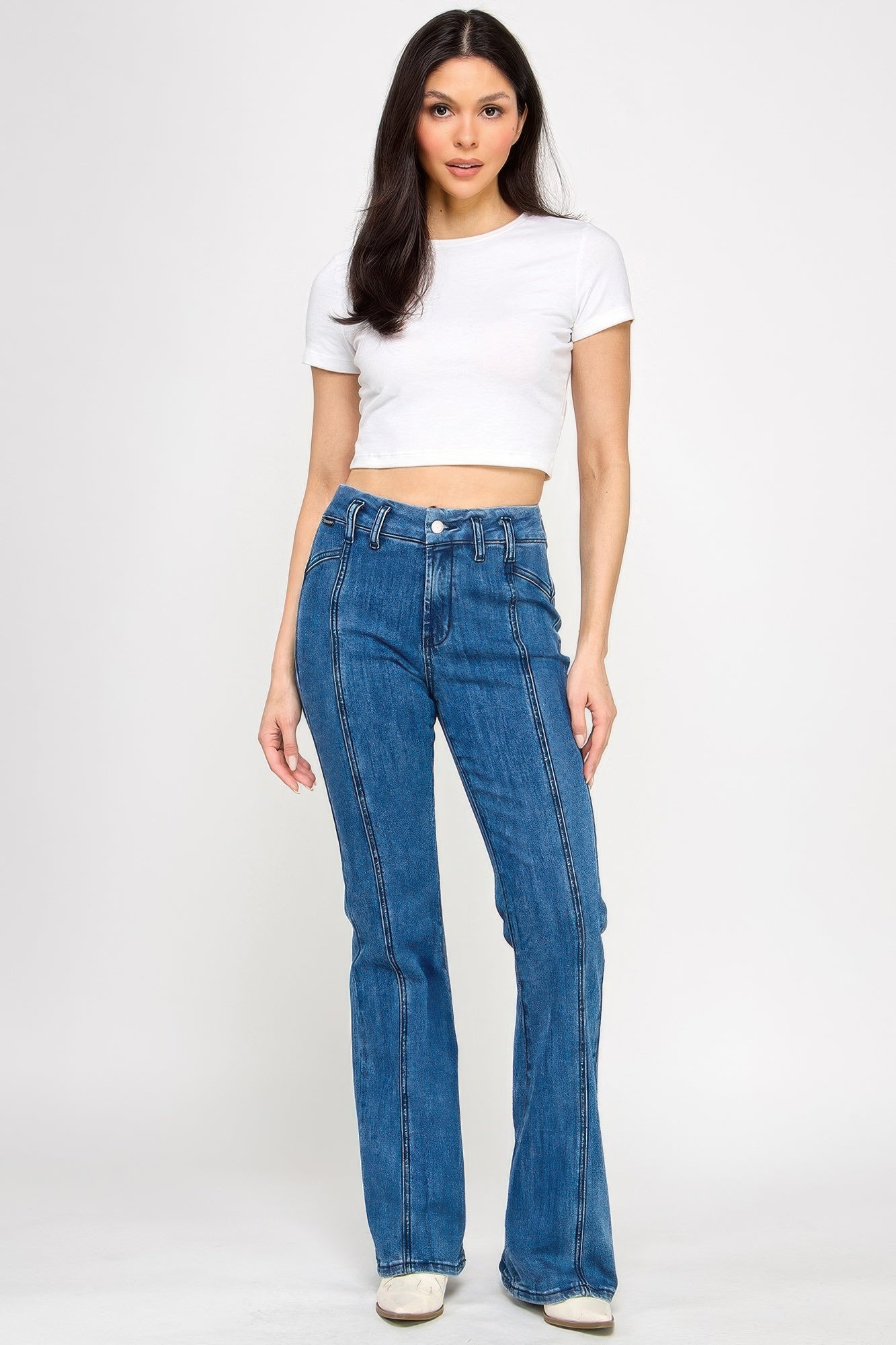 Hige Rise Seam Detail Bell Bottom - All Season Fashion