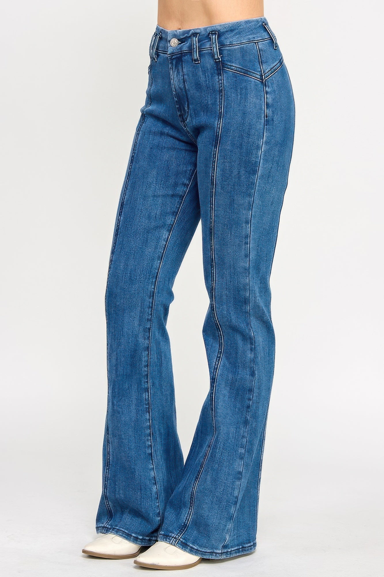Hige Rise Seam Detail Bell Bottom - All Season Fashion