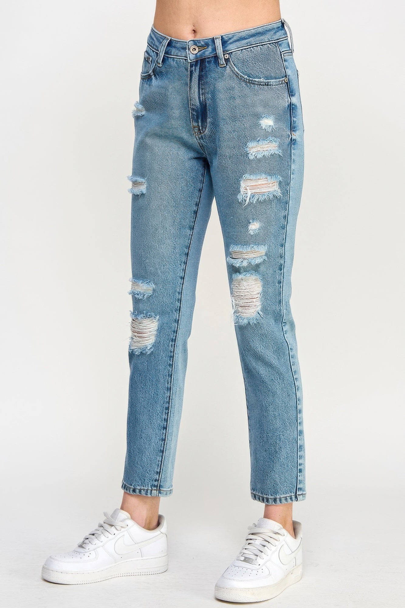 High Rise Distressed Relaxed Straight - All Season Fashion
