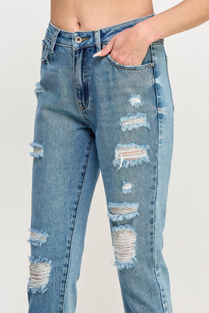 High Rise Distressed Relaxed Straight - All Season Fashion