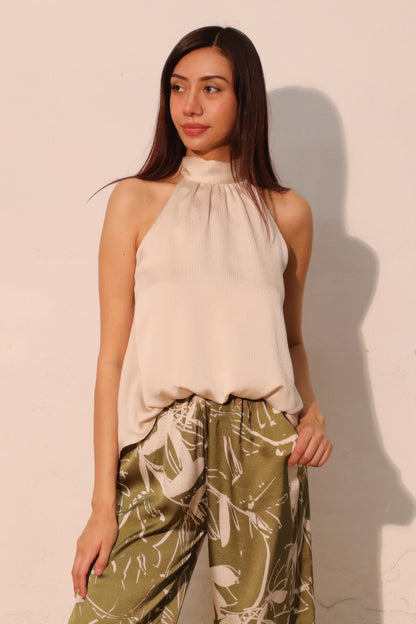 Hammered Satin Halter Bubble Top - All Season Fashion