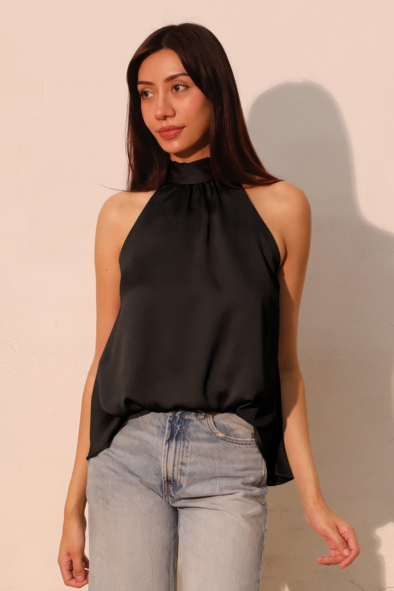 Hammered Satin Halter Bubble Top - All Season Fashion