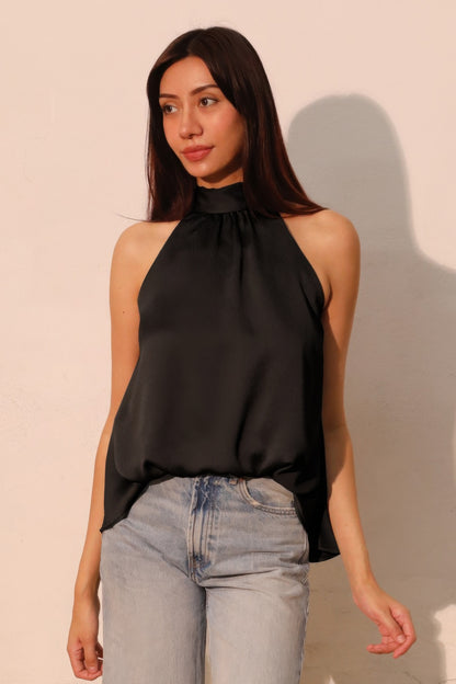 Hammered Satin Halter Bubble Top - All Season Fashion