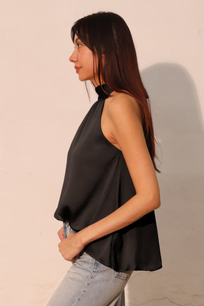 Hammered Satin Halter Bubble Top - All Season Fashion