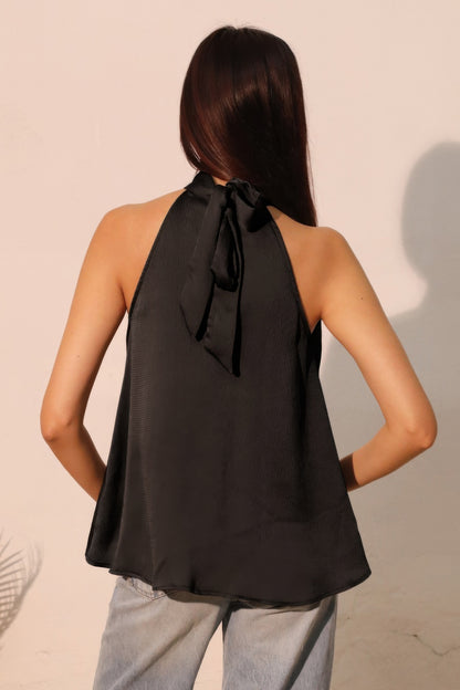 Hammered Satin Halter Bubble Top - All Season Fashion
