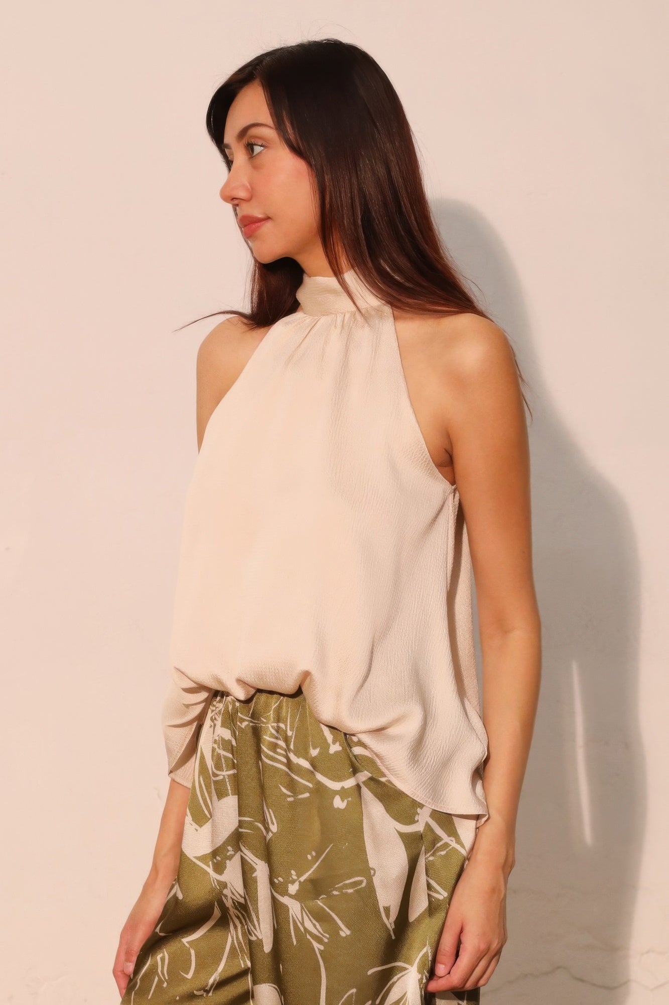 Hammered Satin Halter Bubble Top - All Season Fashion