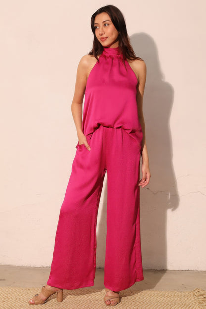 Hammered Satin Pocket Pants - All Season Fashion