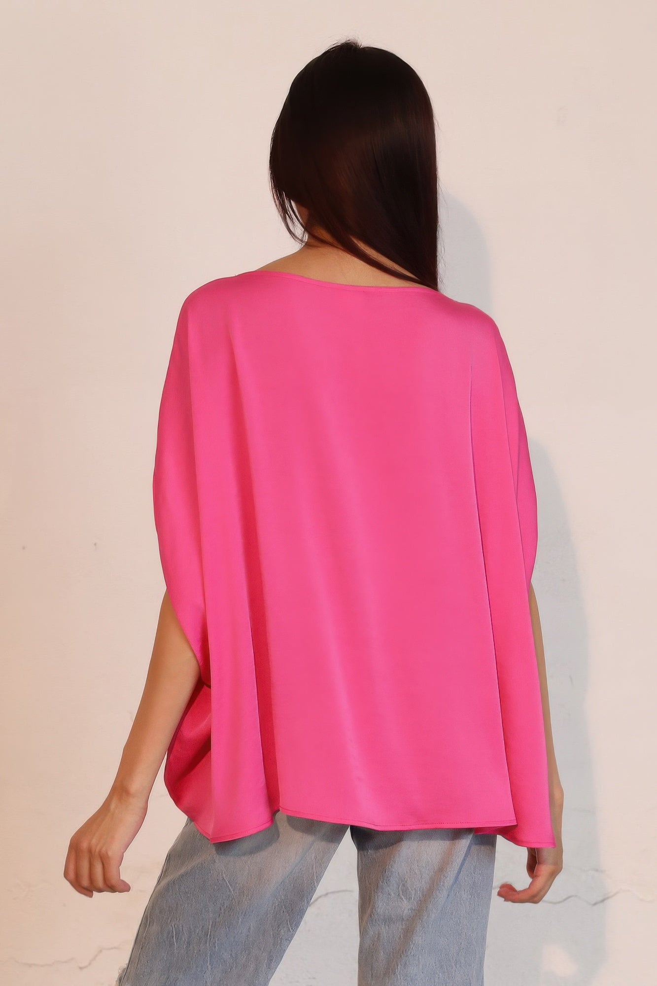 Washed Poly Silk Boat Neck Caftan Top - All Season Fashion