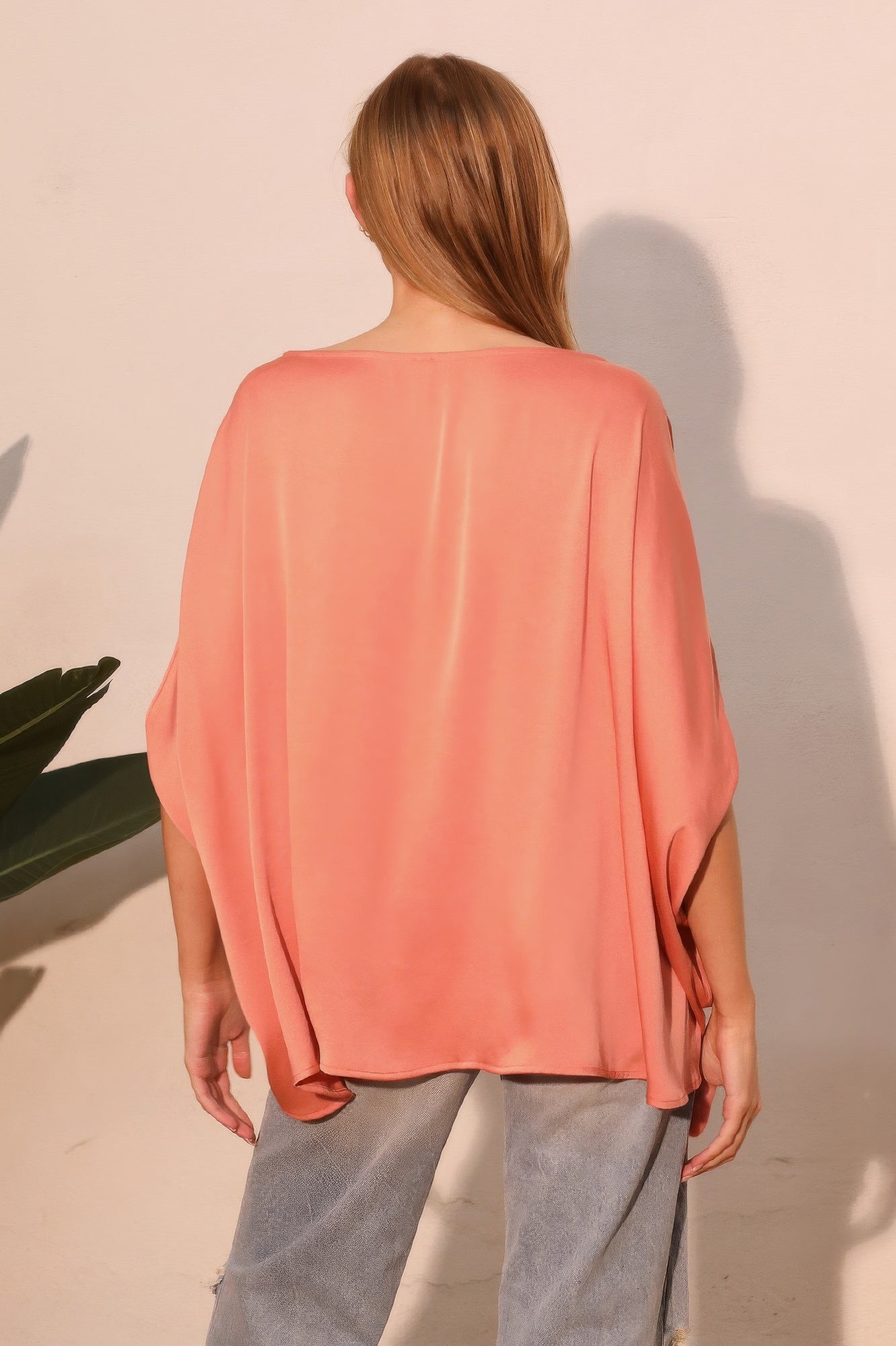 Washed Poly Silk Boat Neck Caftan Top - All Season Fashion
