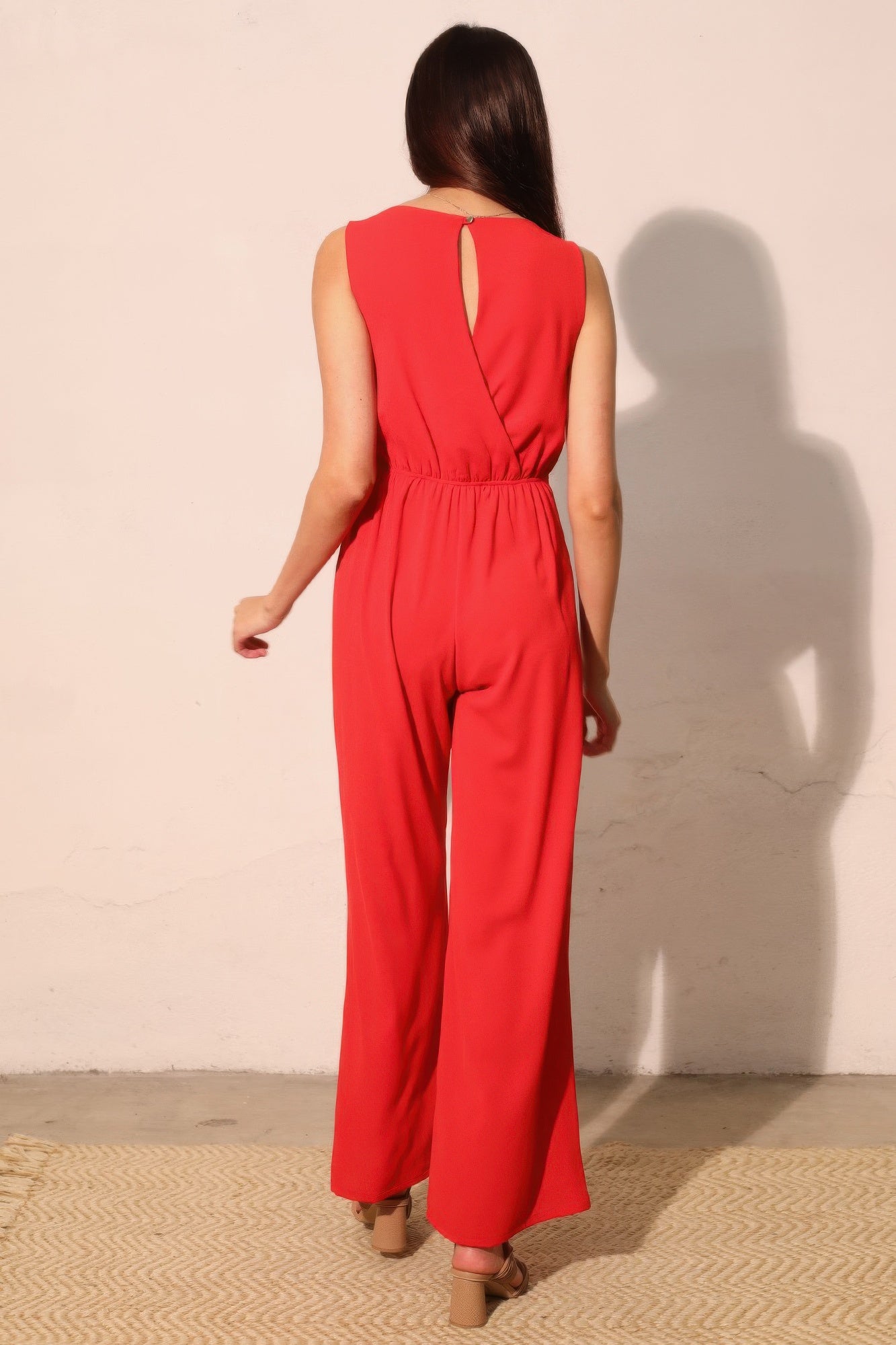 Textured Solid Twist Front Jumpsuit - All Season Fashion