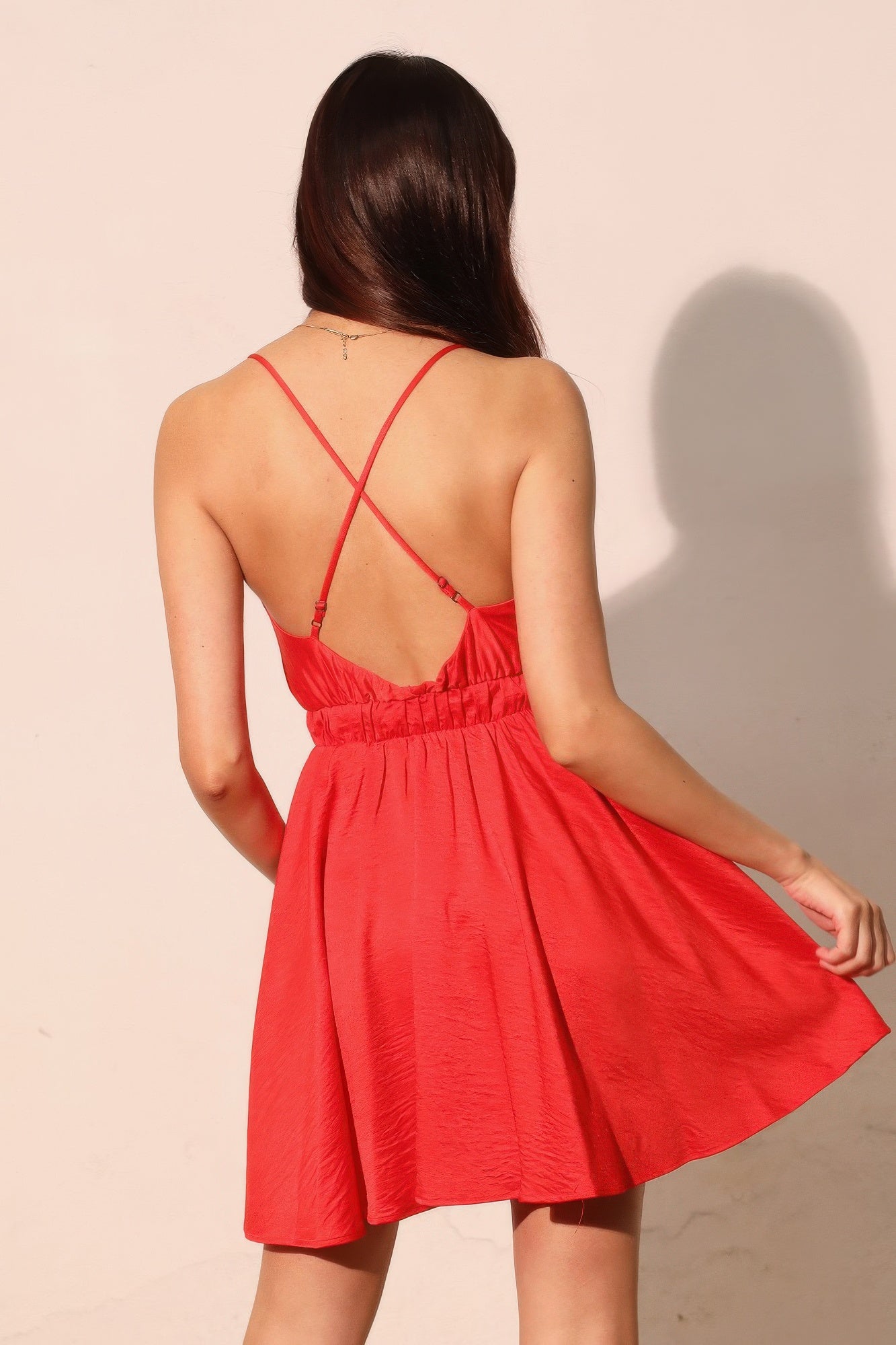 Washed Satin Crepe Cami Skater Dress - All Season Fashion
