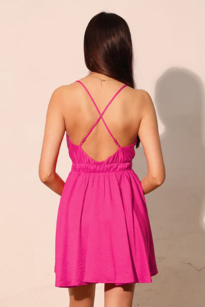 Washed Satin Crepe Cami Skater Dress - All Season Fashion