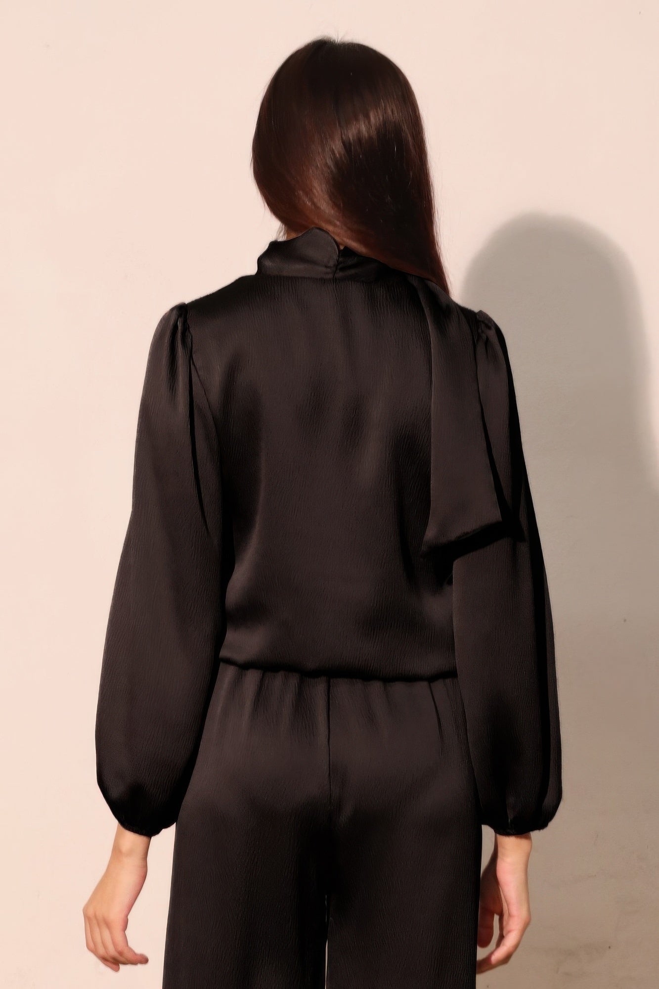 Hammered Satin Long Sleeve Crop Top - All Season Fashion