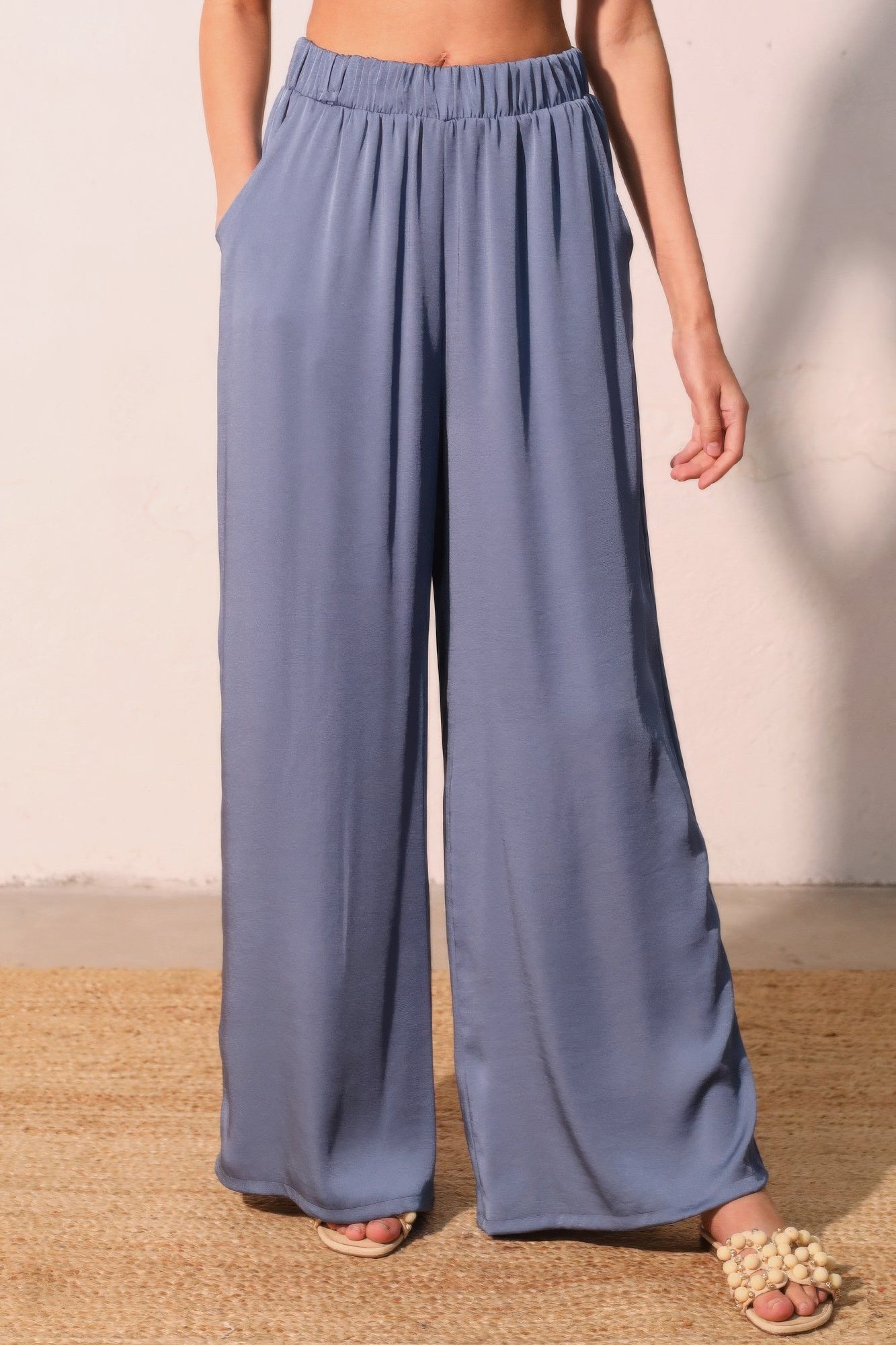Washed Poly Silk Pocket Pants - All Season Fashion