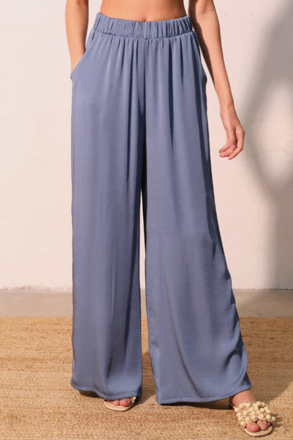 Washed Poly Silk Pocket Pants - All Season Fashion