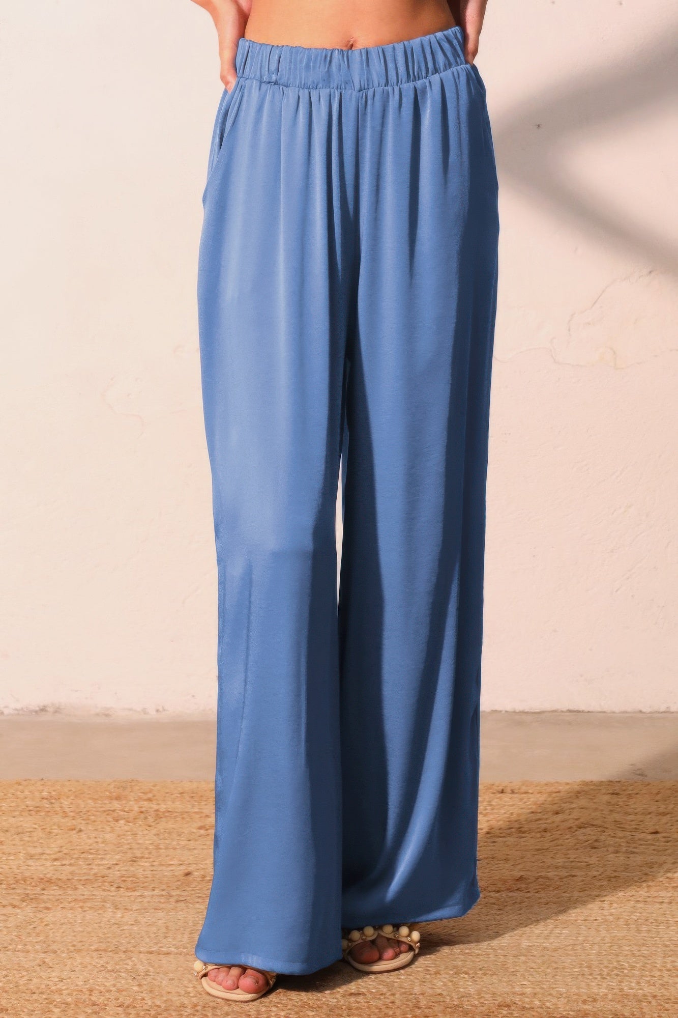 Washed Poly Silk Pocket Pants - All Season Fashion