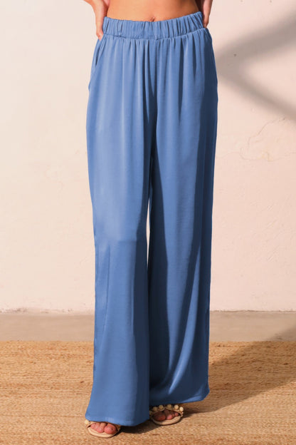 Washed Poly Silk Pocket Pants - All Season Fashion