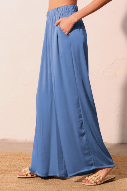 Washed Poly Silk Pocket Pants - All Season Fashion