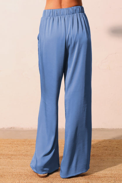 Washed Poly Silk Pocket Pants - All Season Fashion