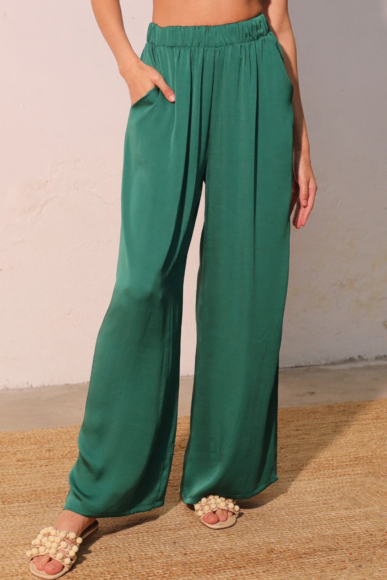Washed Poly Silk Pocket Pants - All Season Fashion