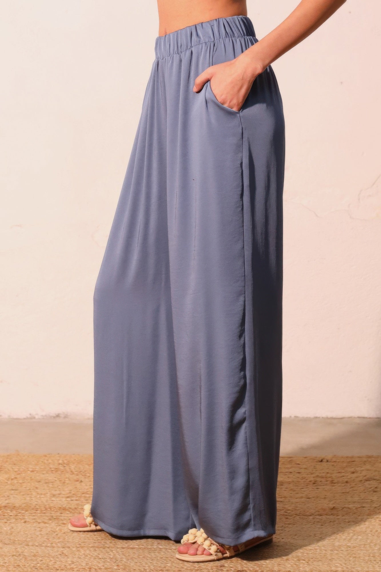 Washed Poly Silk Pocket Pants - All Season Fashion