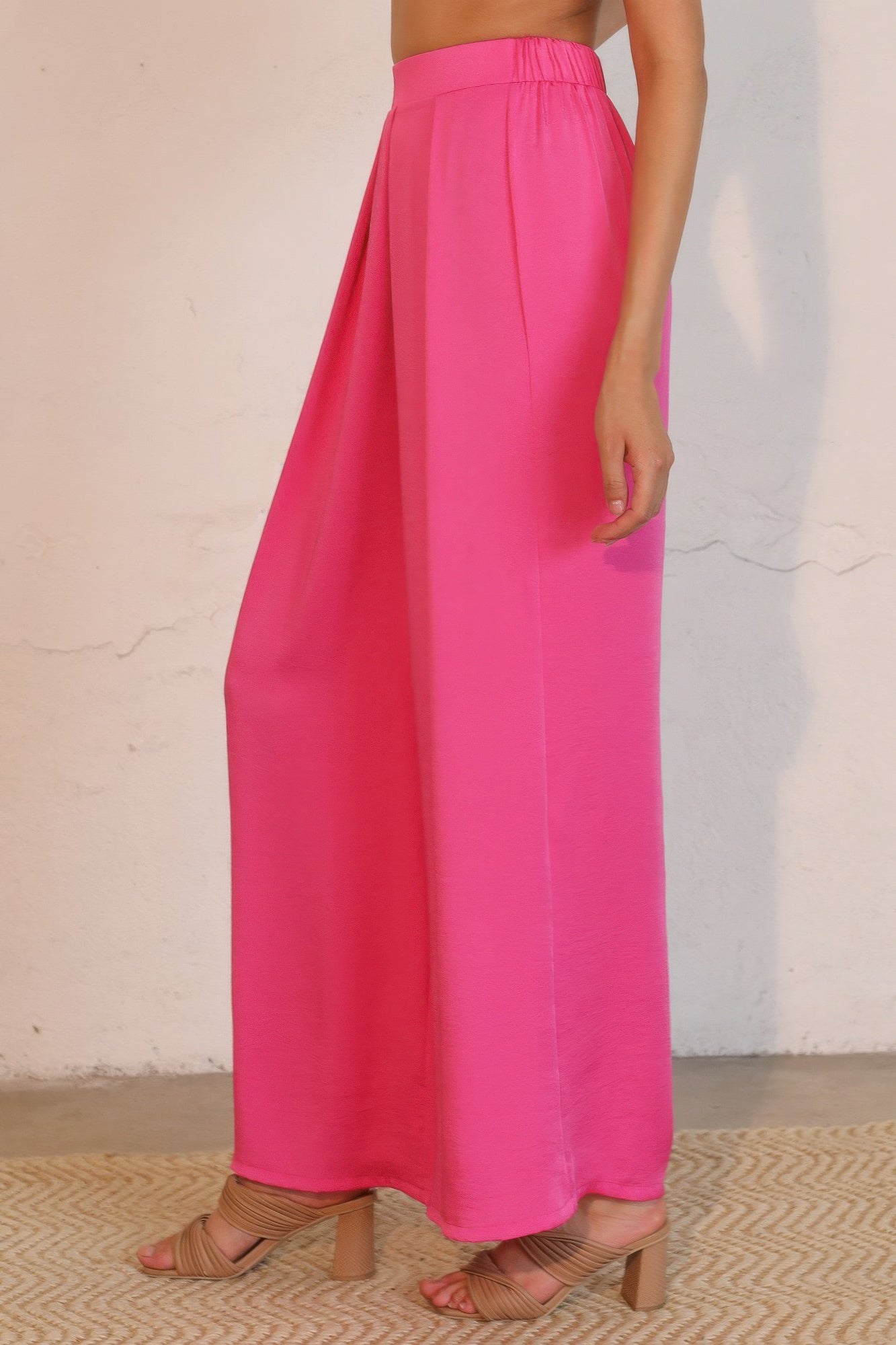 Washed Poly Silk Asymmetrical Pleated Pants - All Season Fashion