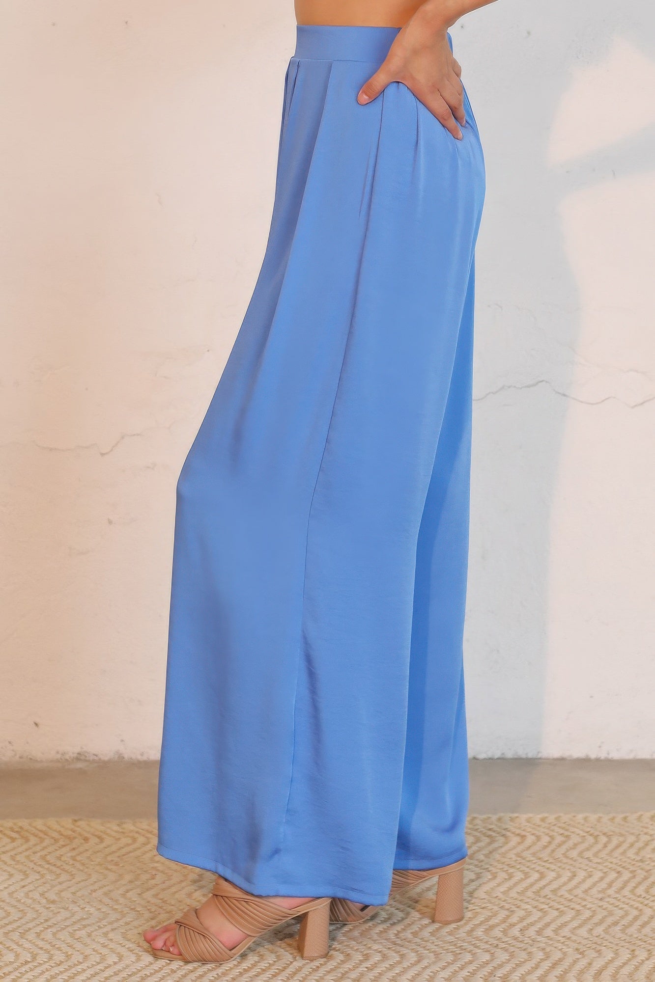 Washed Poly Silk Asymmetrical Pleated Pants - All Season Fashion