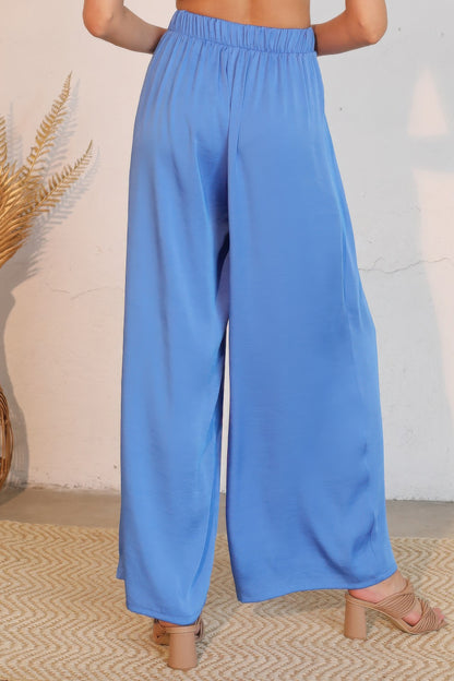 Washed Poly Silk Asymmetrical Pleated Pants - All Season Fashion
