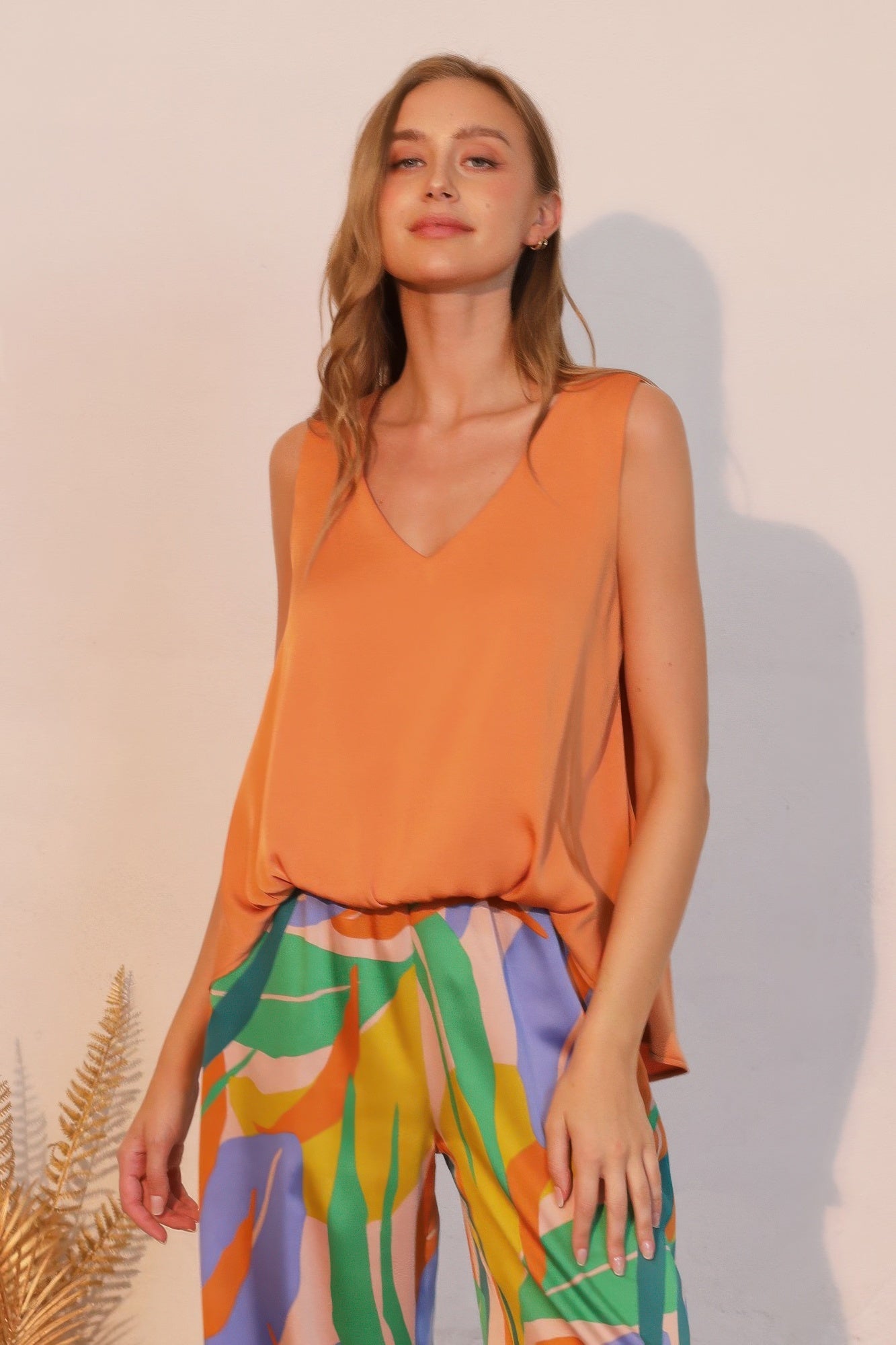 Washed Poly Silk Front Tucked Top - All Season Fashion