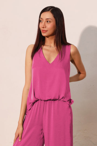 Washed Poly Silk Front Tucked Top - All Season Fashion