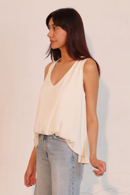 Washed Poly Silk Front Tucked Top - All Season Fashion