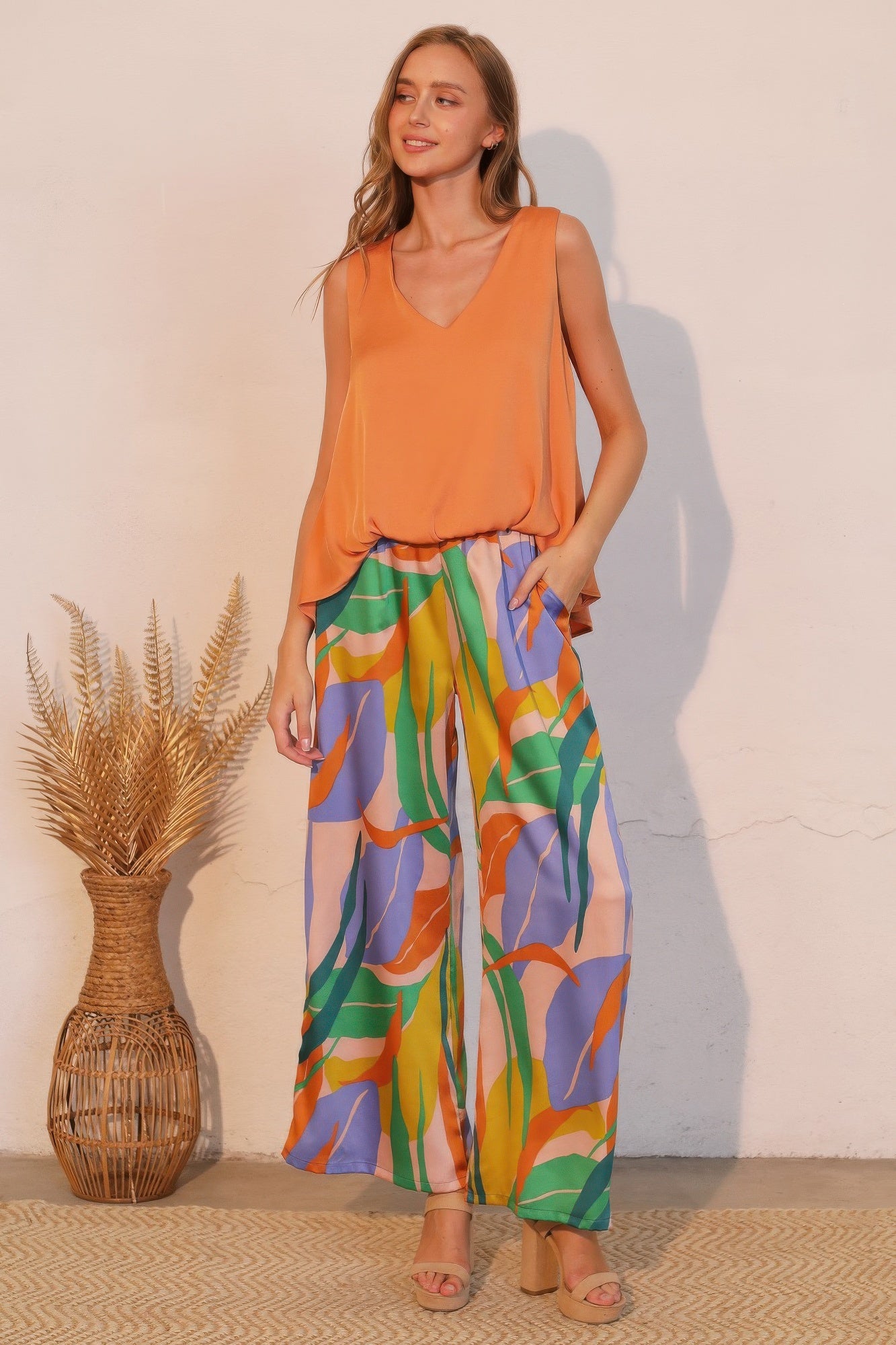 Washed Poly Silk Front Tucked Top - All Season Fashion