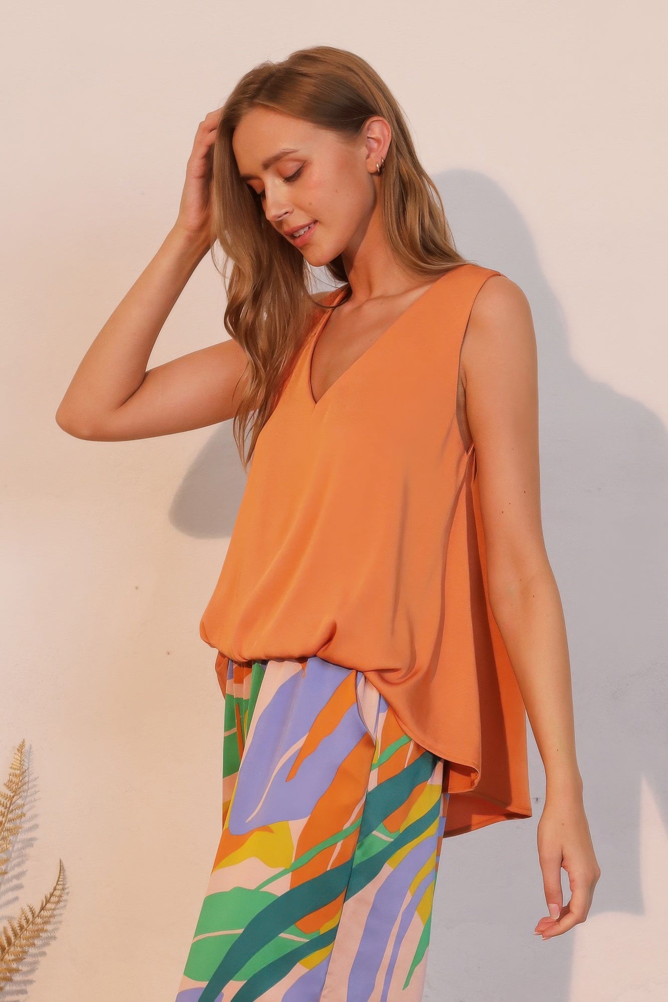 Washed Poly Silk Front Tucked Top - All Season Fashion