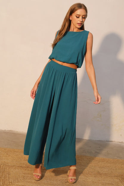 Matte Crepe Wide Leg Swing Pants - All Season Fashion