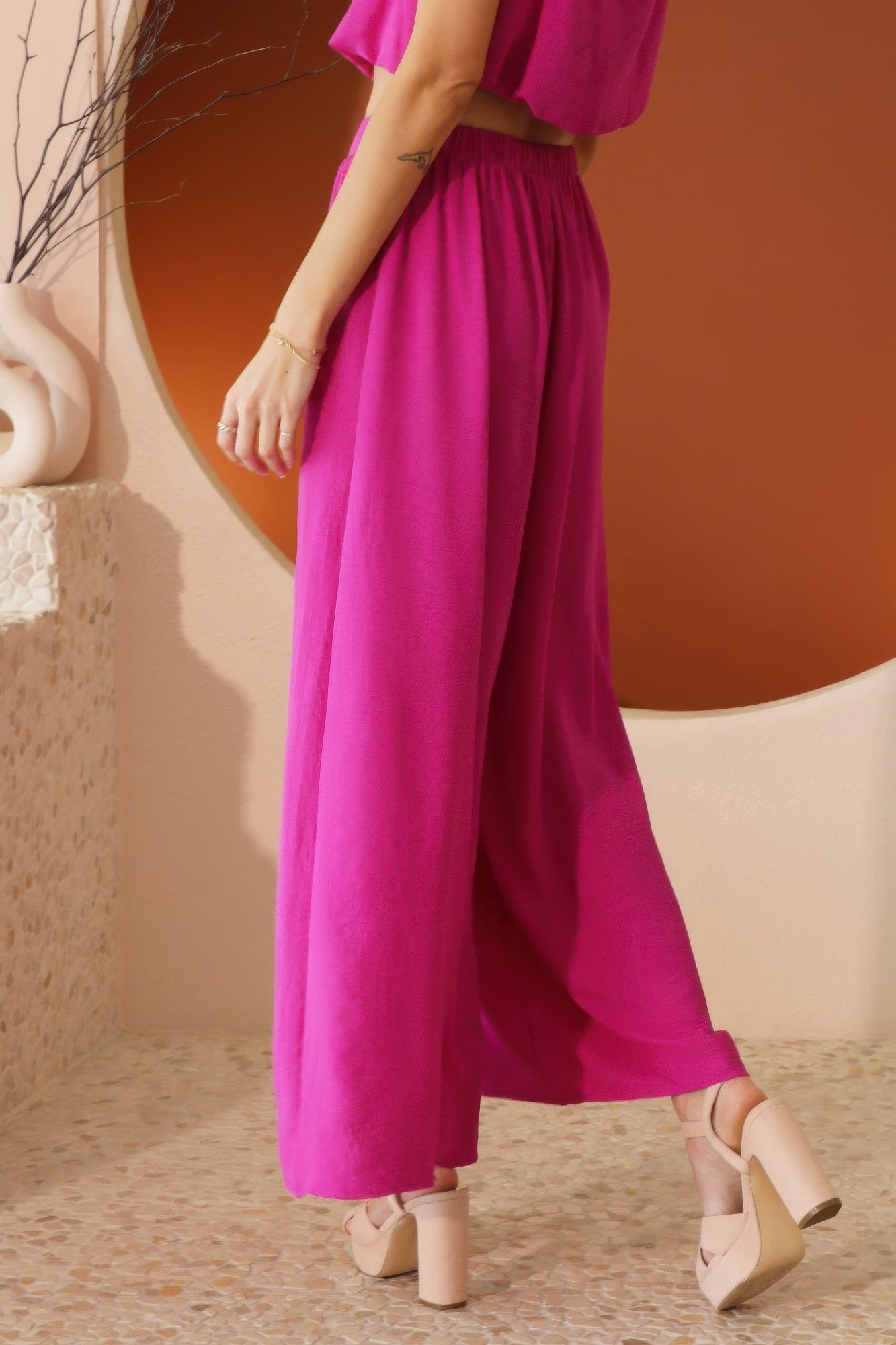 Matte Crepe Wide Leg Swing Pants - All Season Fashion