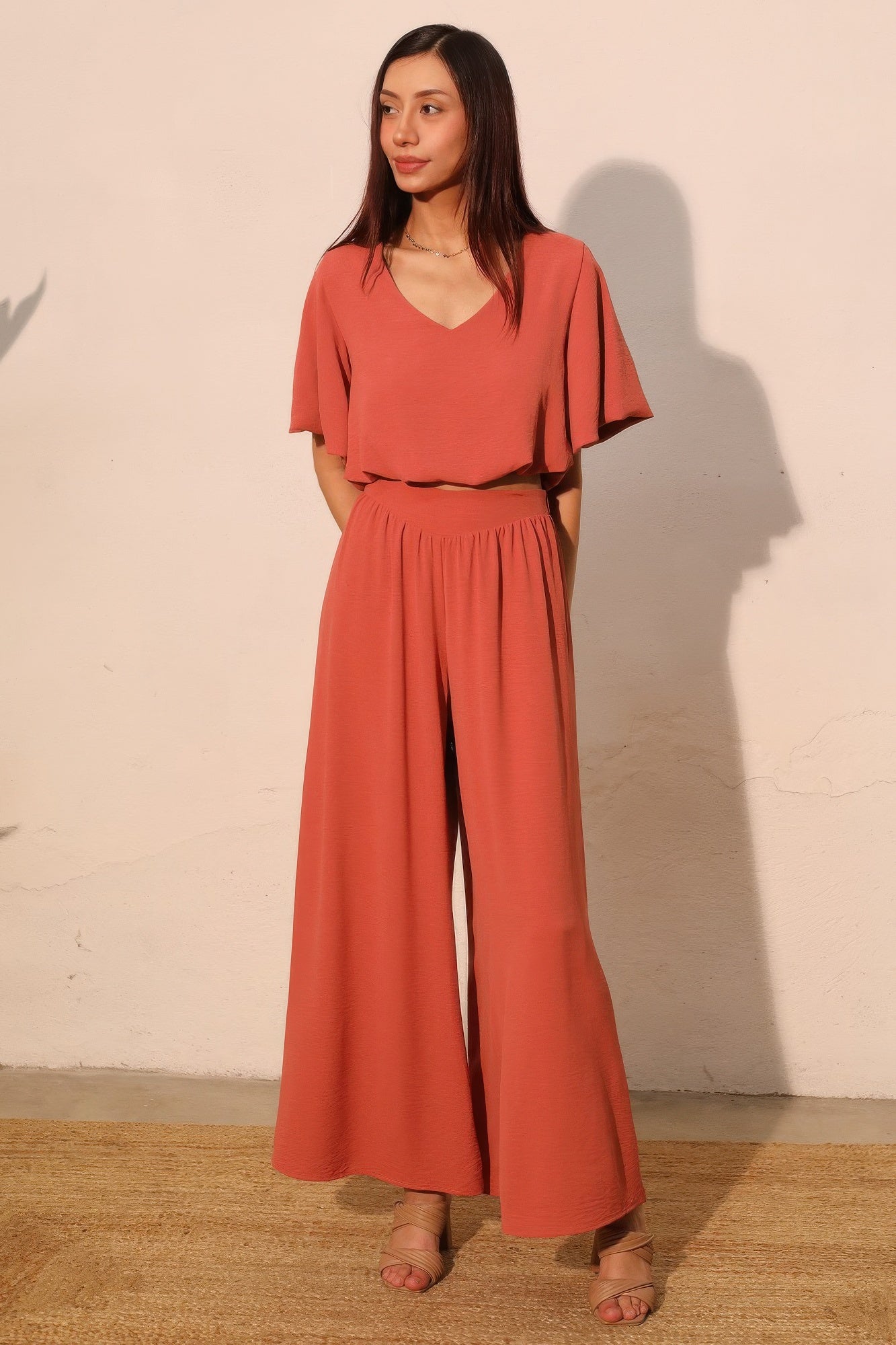 Matte Crepe Wide Leg Swing Pants - All Season Fashion