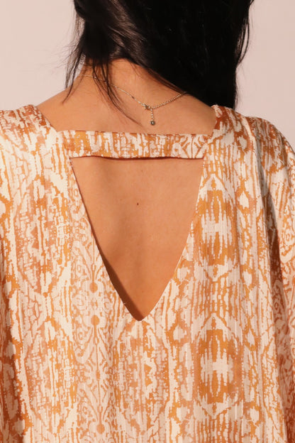 Bohemian Lurex Chiffon Caftan Top With Back Band - All Season Fashion