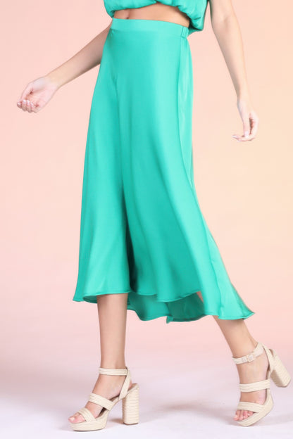 Washed Poly Silk Midi Swing Skirt - All Season Fashion