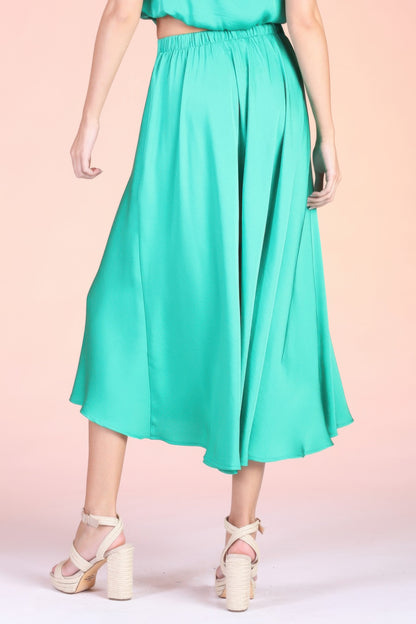 Washed Poly Silk Midi Swing Skirt - All Season Fashion