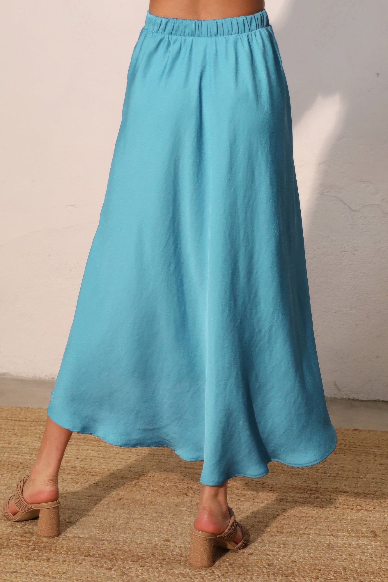 Washed Poly Silk Midi Swing Skirt - All Season Fashion