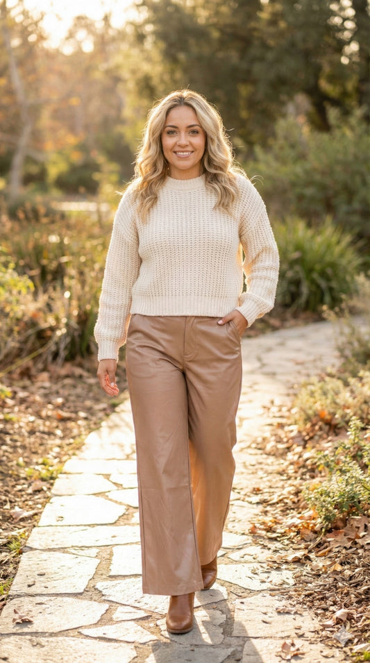 Faux Leather Wide Leg Pants - All Season Fashion