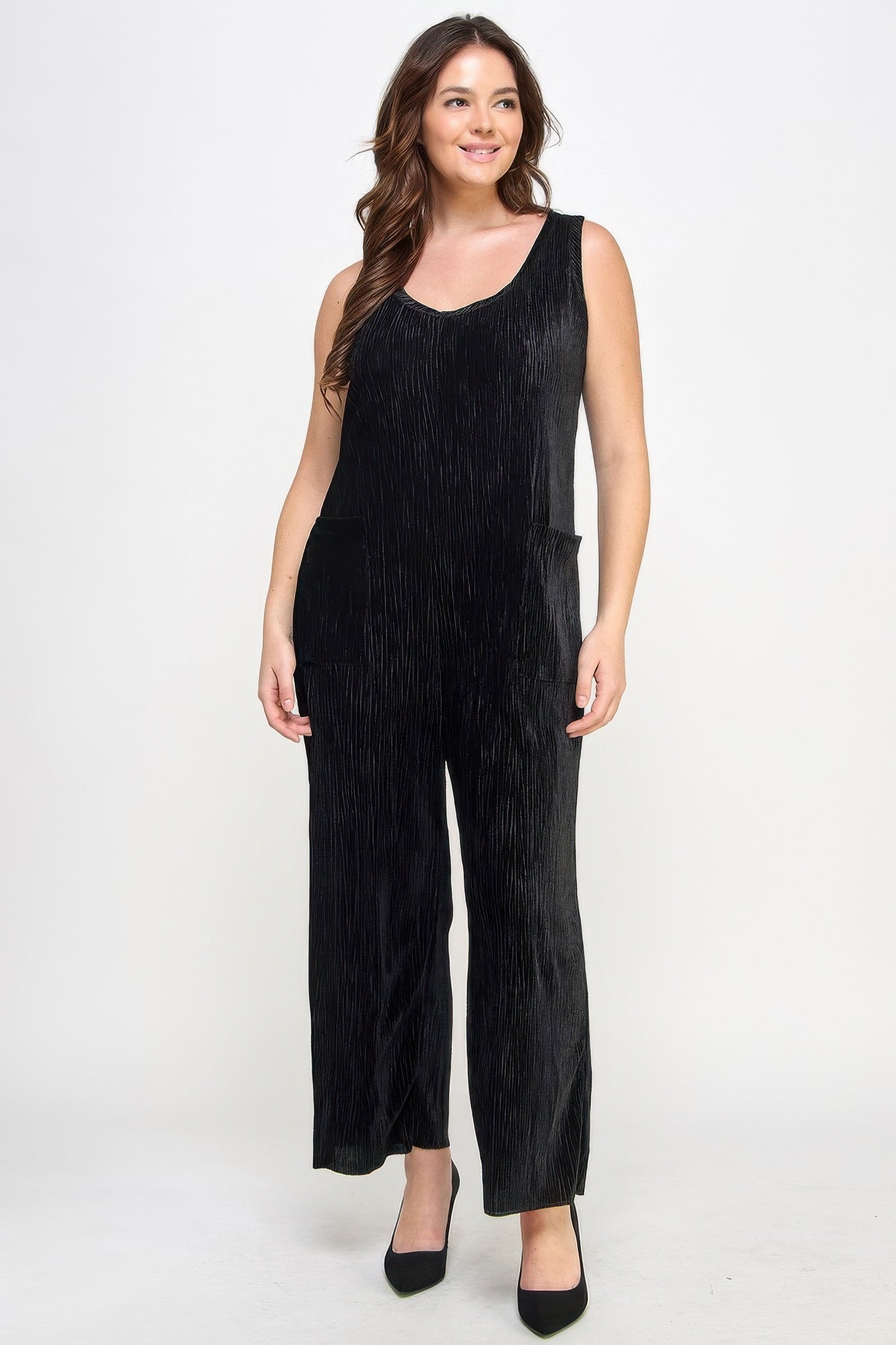 Velvet Plisse Overall Jumpsuit - All Season Fashion