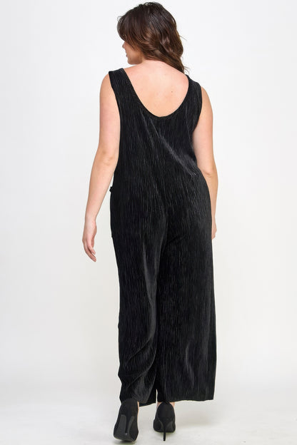 Velvet Plisse Overall Jumpsuit - All Season Fashion