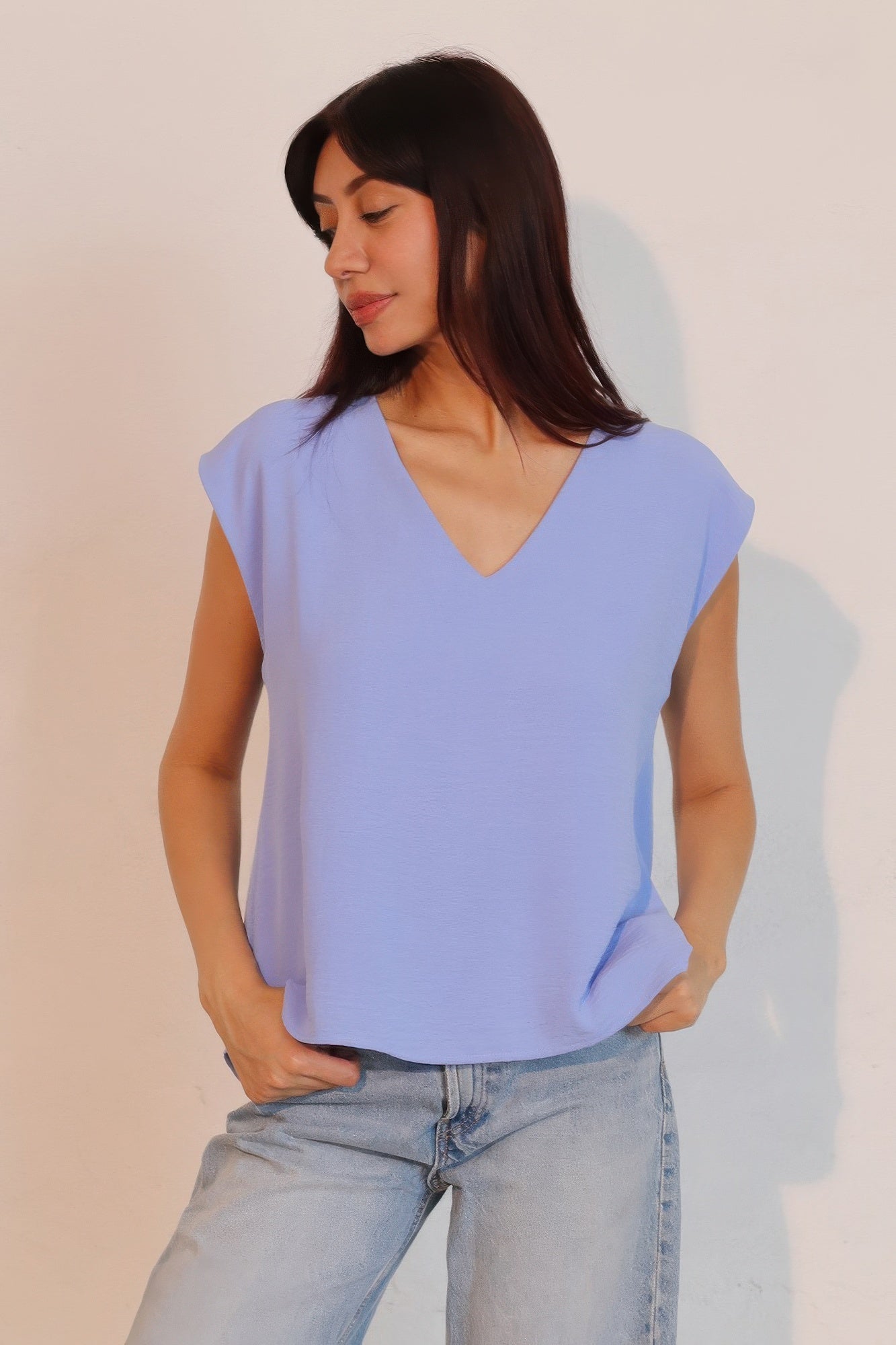 Matte Crepe Low Back Loose Top - All Season Fashion