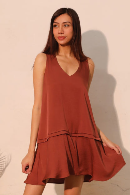 Washed Poly Silk Band Swing Dress - All Season Fashion