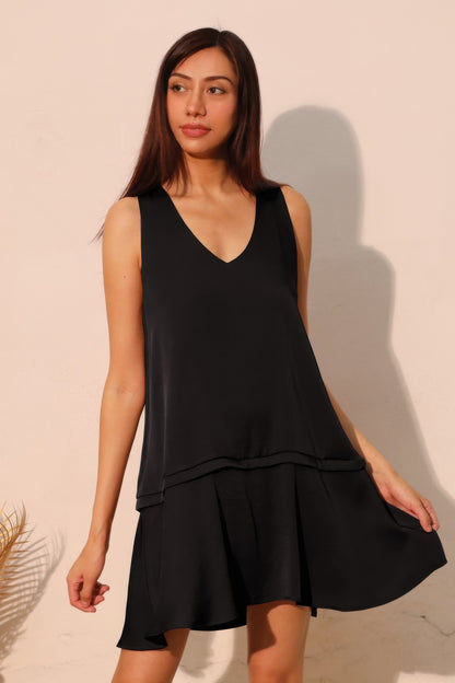 Washed Poly Silk Band Swing Dress - All Season Fashion