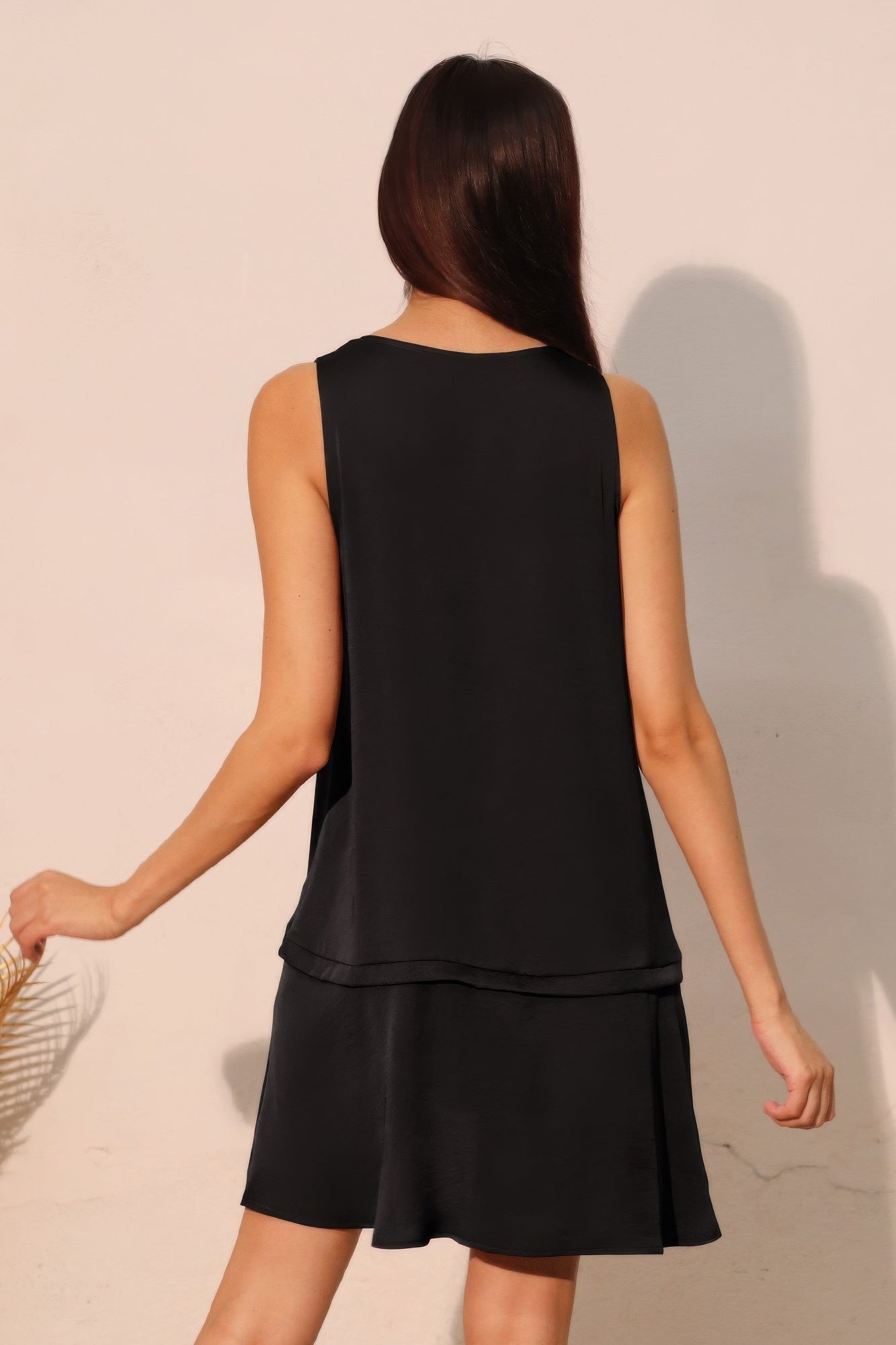 Washed Poly Silk Band Swing Dress - All Season Fashion