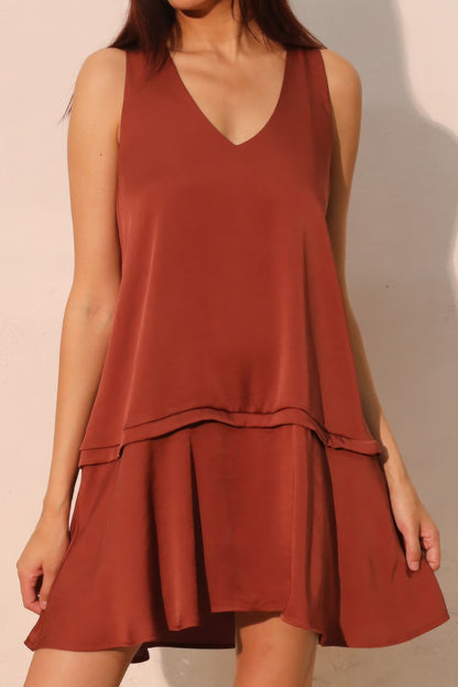 Washed Poly Silk Band Swing Dress - All Season Fashion